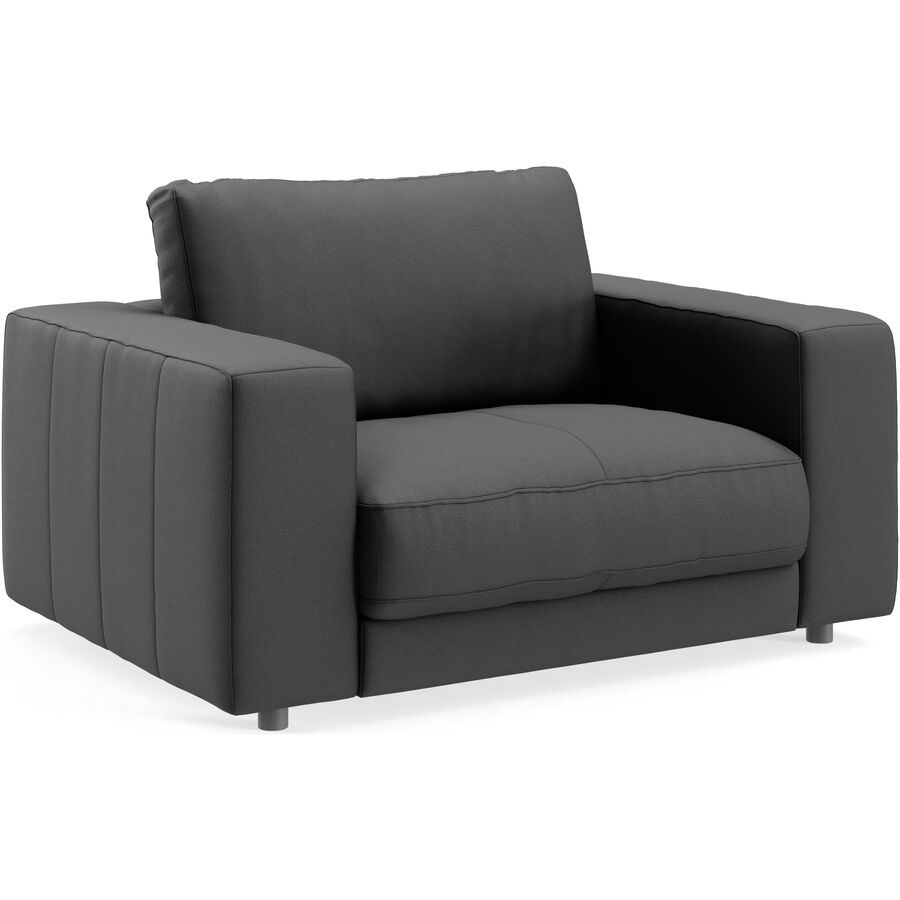Sessel Ava Leder 140 cm 107 cm - Farbe: Black - Material: Bezug: pigmentiertes Leder - Möbel Konfigurator: Traummöbel individuell zusammenstellen -