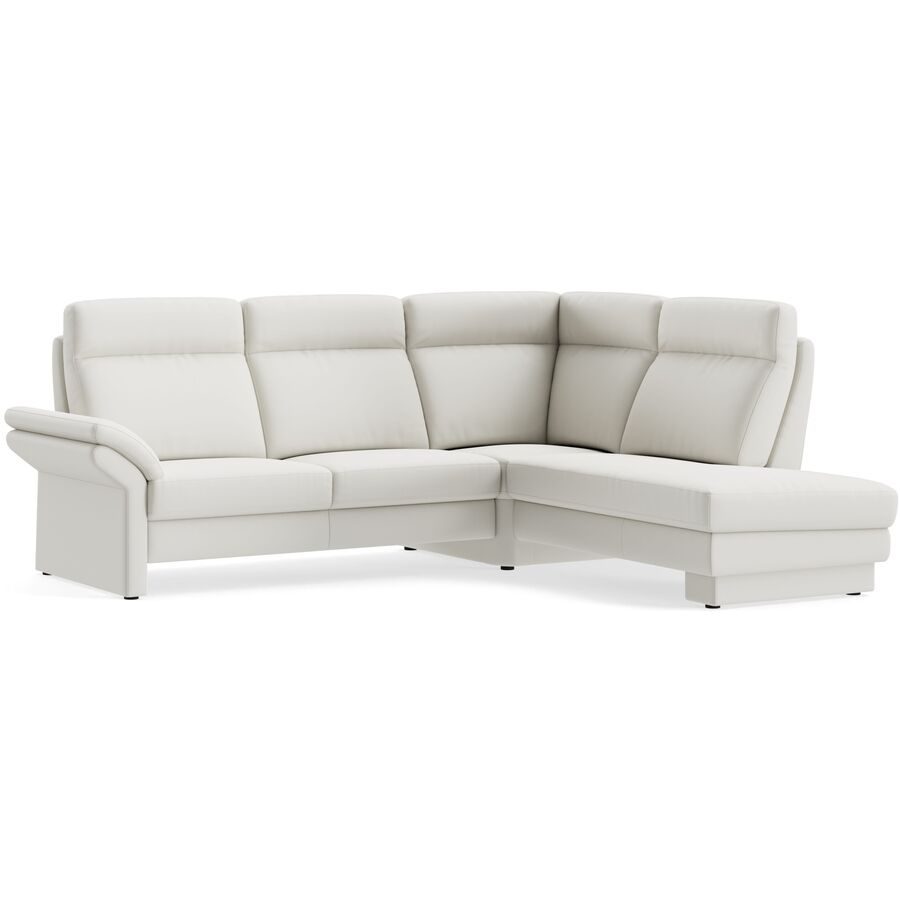 Ecksofa Albula Weiss Leder 250 cm 215 cm - Farbe: Bronco white - Material: Echtleder - Möbel Konfigurator: Traummöbel individuell zusammenstellen -