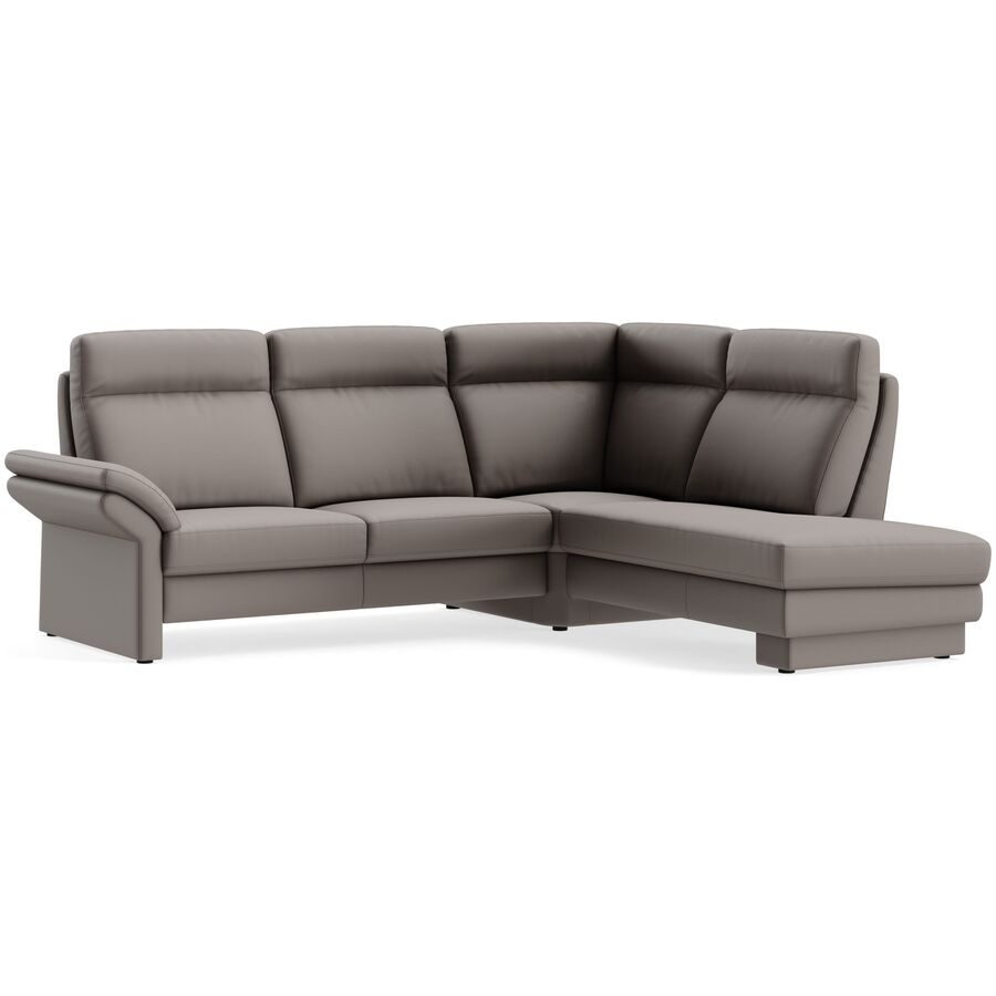 Ecksofa Albula Grau Leder 250 cm 215 cm - Farbe: Bronco grey - Material: Echtleder - Möbel Konfigurator: Traummöbel individuell zusammenstellen -