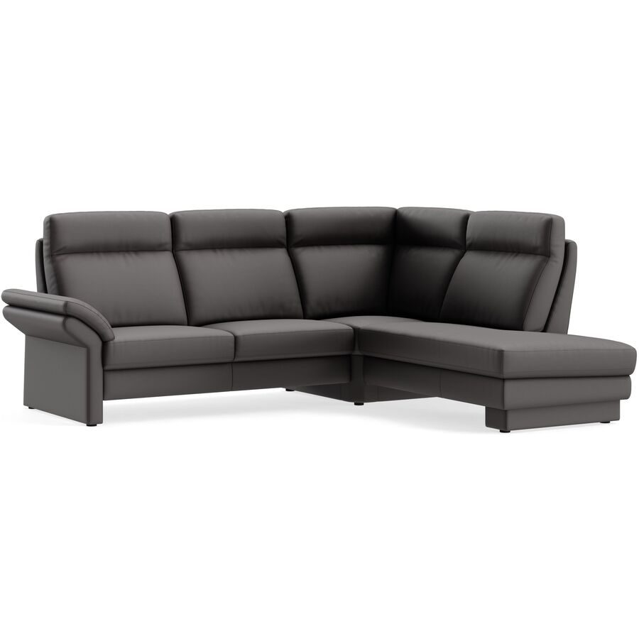 Ecksofa Albula Braun Leder 250 cm 215 cm - Farbe: Bronco brown - Material: Echtleder - Möbel Konfigurator: Traummöbel individuell zusammenstellen -