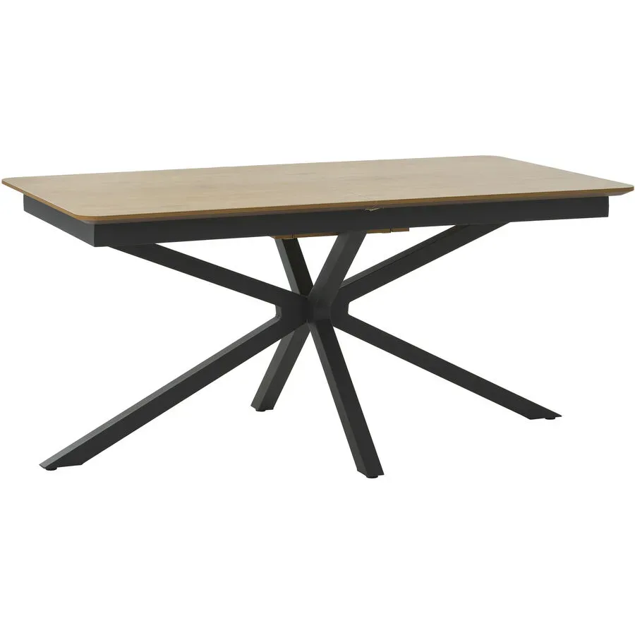 Esstisch ausziehbar Paddy 160 cm Ausziehbar - Farbe: schwarz/nature - Material: Melaninbeschichtetes Holz/Metall - Esstisch ausziehbar