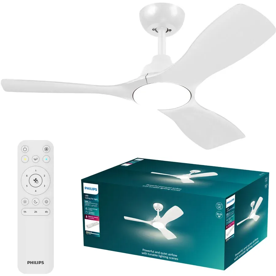 Philips LED Olas Deckenventilator 30 W mit Fernbedienung, Dimmbar