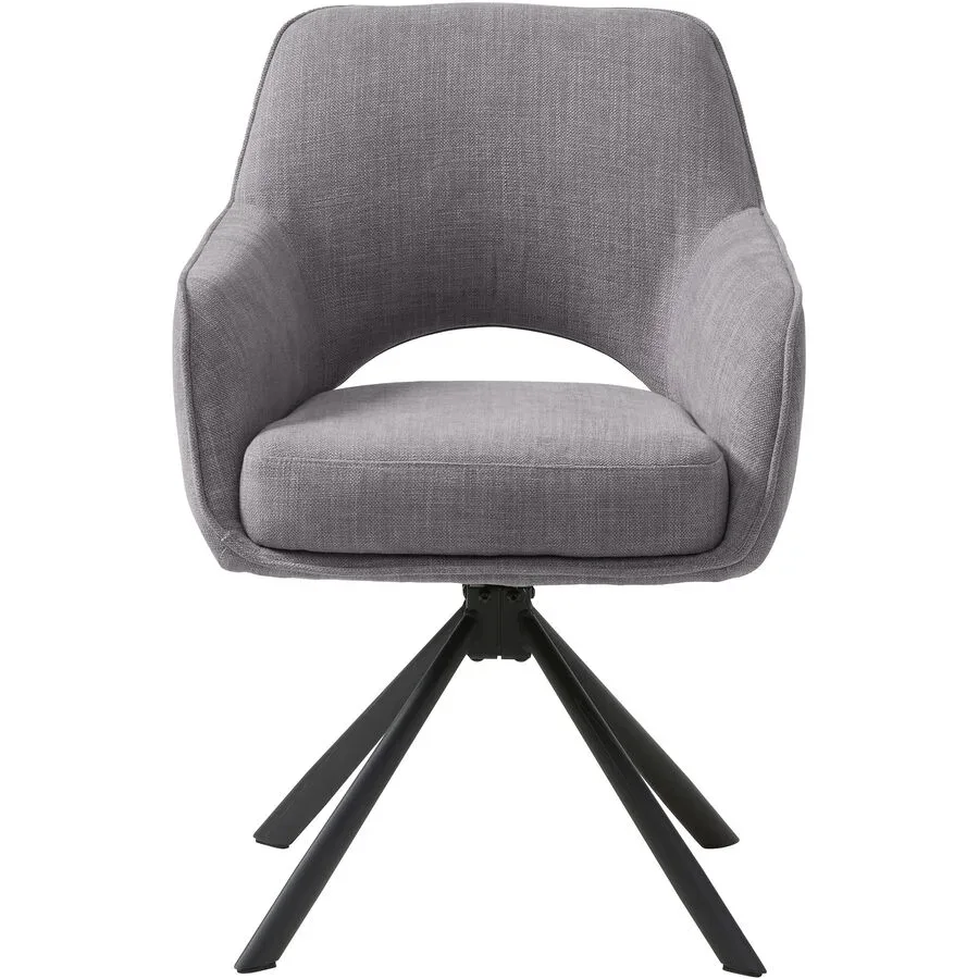 Armlehnstuhl 2er-Set Cornell Grau Polyester/Stahl B 59 cm Drehbar - Farbe: graphite - Material: Polyester/Metall - Armlehnstuhl 2er-Set
