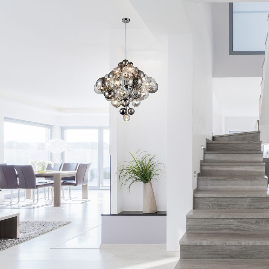 Pendellampe Navos Edelstahl Metall B 75 H 155 cm - Farbe: chrom - Material: Metall/Glas - Pendellampe