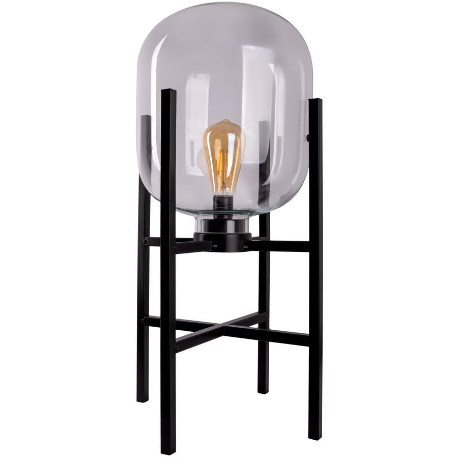 Tischlampe Lora Schwarz Metall B 26 H 58 cm - Material: Metall/Glas/Kunststoff - Tischlampe