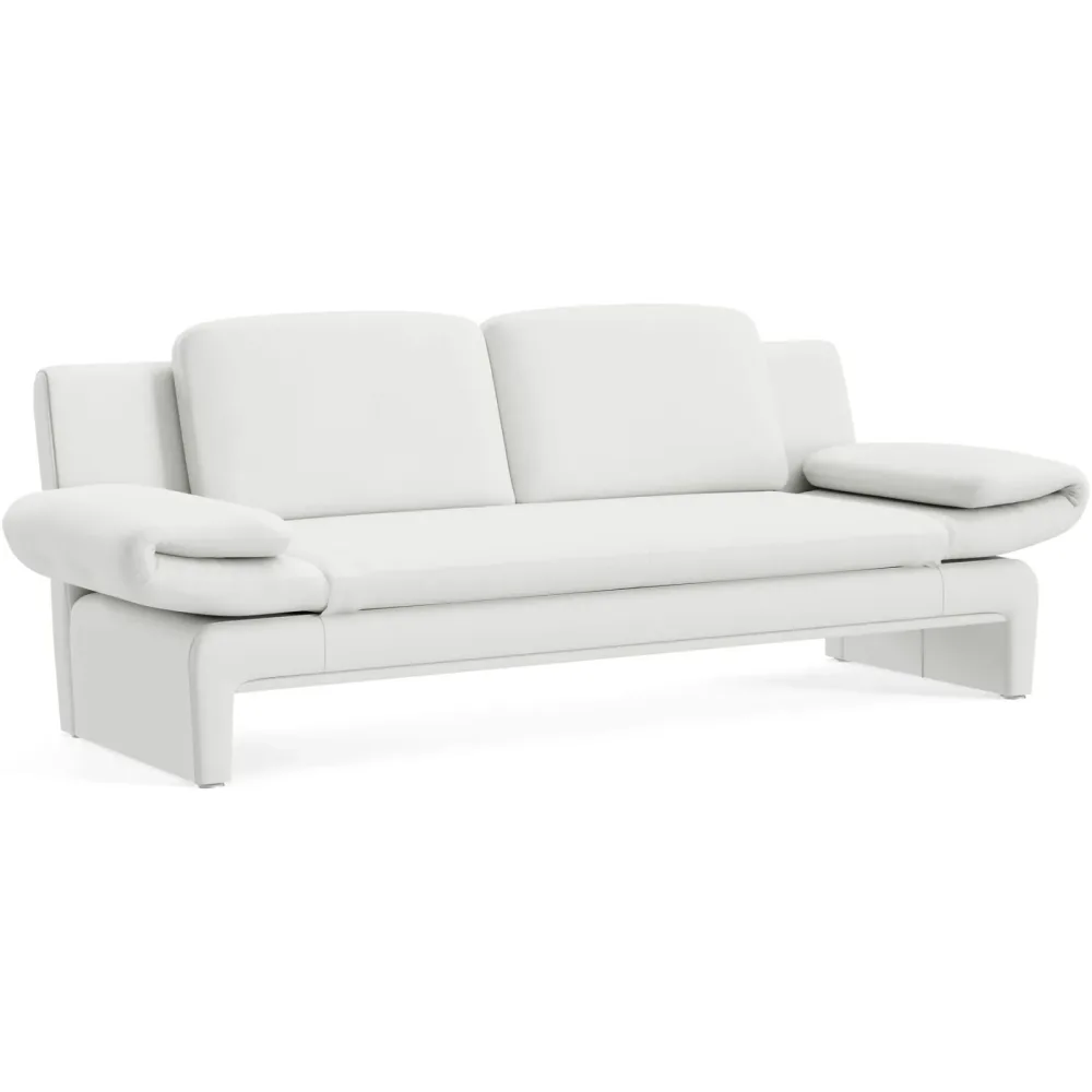 Sofa Astra Weiss Leder B 308 T 83 cm - Farbe: Larina - snow 80 - Möbel Konfigurator: Traummöbel individuell zusammenstellen