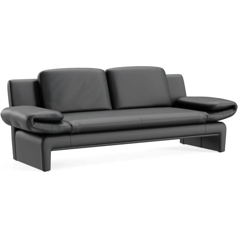 Sofa Astra Schwarz Leder B 308 T 83 cm - Farbe: Larina - schwarz 81 - Möbel Konfigurator: Traummöbel individuell zusammenstellen