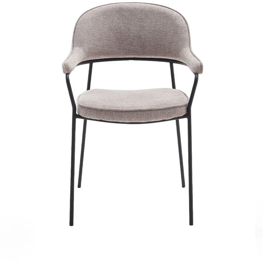 Stuhl 2er-Set Luchy Beige Stoff/Metall B 56.5 cm - Farbe: sand - Stuhl 2er-Set