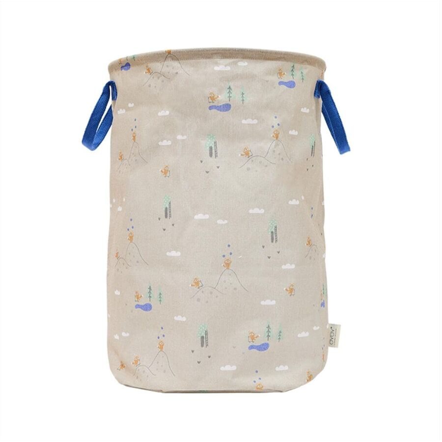 Spielzeugkorb OYOY Beige Baumwolle/Polyester B 38 T 38 H 54 cm - Farbe: blau - Aufbewahrungskorb