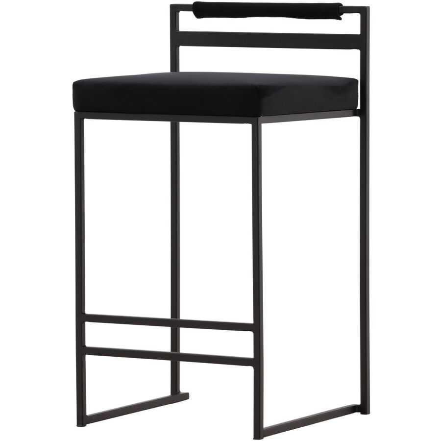 Barhocker 2er-Set Altus Schwarz Stahl/Polyester B 45 cm - Material: Polyestersamt/Stahl - Barhocker 2er-Set