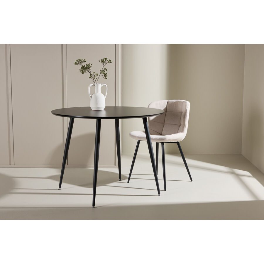 Esstisch Plag Schwarz Stahl/MDF B 100 cm - Material: MDF/Stahl - Esstisch