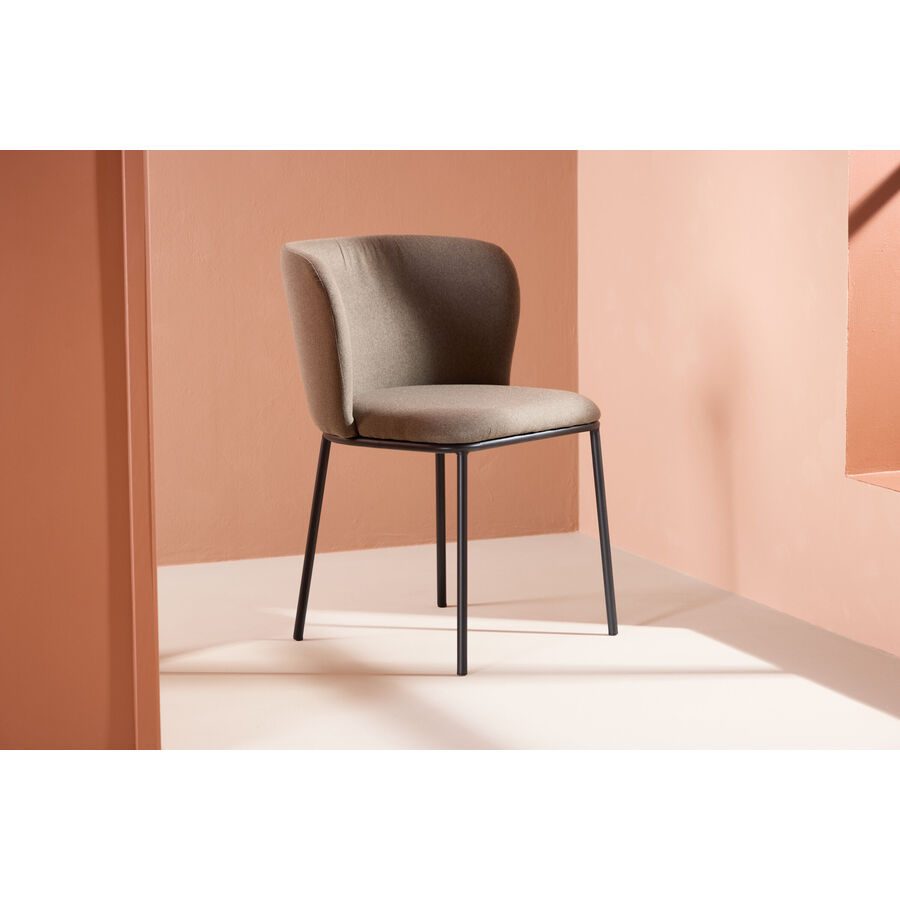 Stuhl 2er-Set Hus Braun Polyester/Stahl B 53 cm - Material: Polyester-Leinen/Stahl - Stuhl 2er-Set