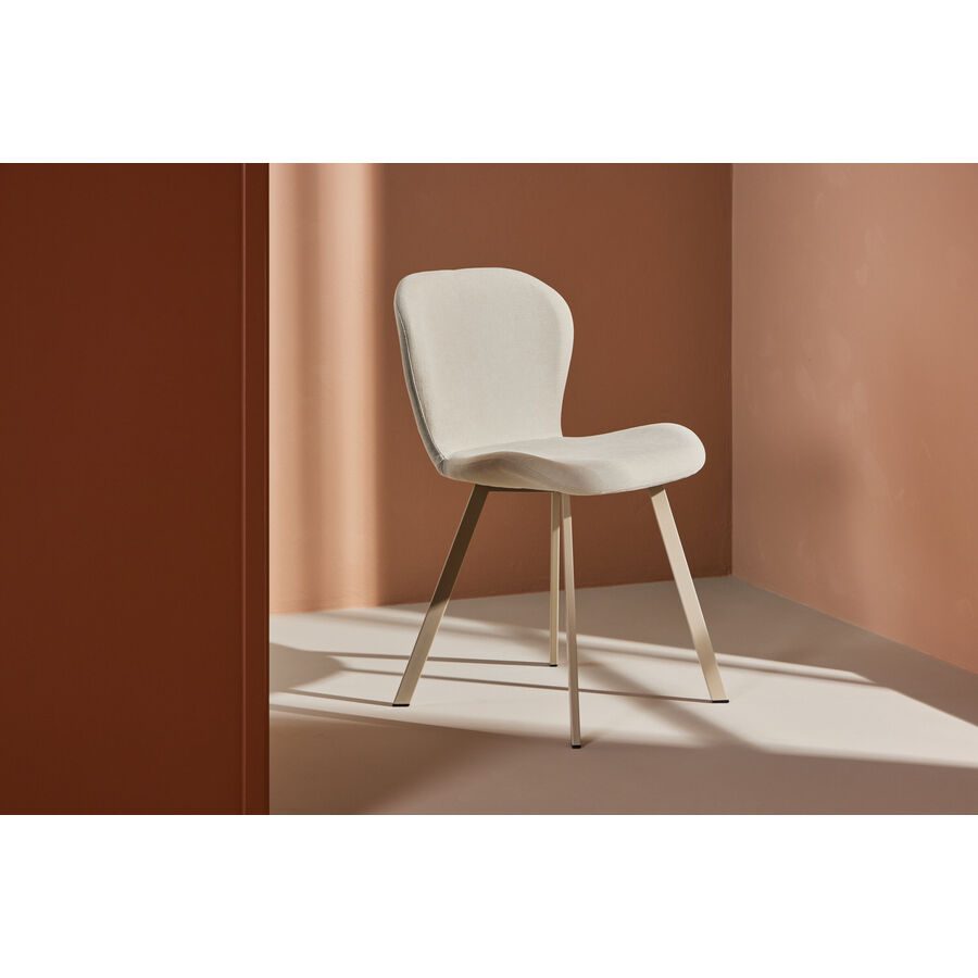 Stuhl 2er-Set Linna Beige Polyester/Stahl B 46 cm - Material: Polyester-Leinen/Stahl - Stuhl 2er-Set