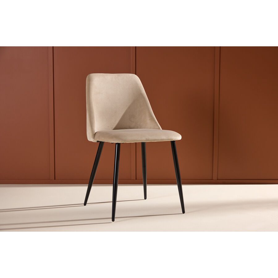 Stuhl 2er-Set Neba Beige Polyester/Stahl B 48 cm - Material: Polyester-Leinen/Stahl - Stuhl 2er-Set