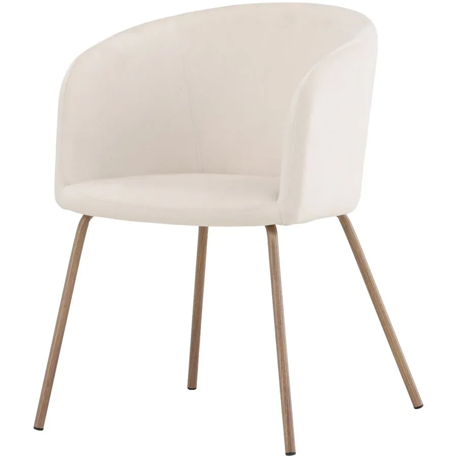 Armlehnstuhl Fika Beige Polyester/Stahl B 55 cm - Farbe: creme - Armlehnstuhl