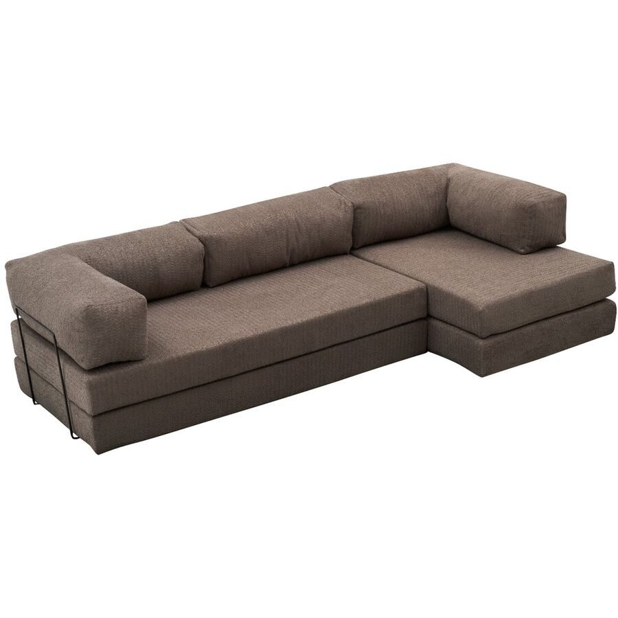 Bettsofa Foldbar Grau Stoff B 290 T 95 cm - Material: Fabric: 100% CHENILLE - Bettsofa