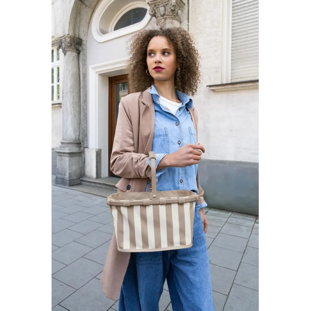 Einkaufskorb Reisenthel Beige/Weiss Aluminium/Polyester T 19.5 cm B 33.5 cm - Farbe: Summerstripes Coffee - Einkaufskorb