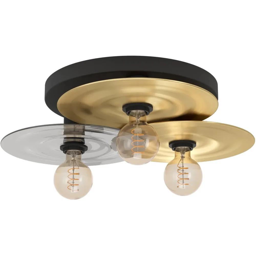 Deckenlampe Lintmill Schwarz, messing-gebürstet B 53 cm