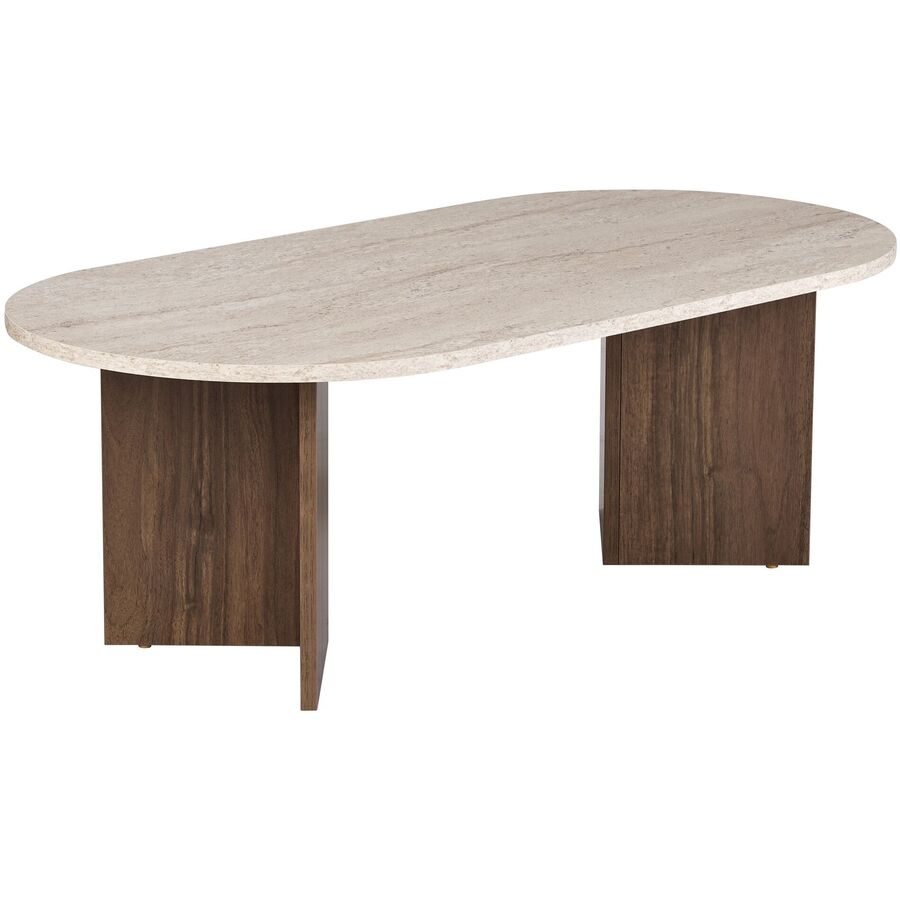 Salontisch Georis Holzwerkstoff B 119 cm - Farbe: Travertin, Nussbaum - Material: 100% Melaminbeschichtete Kiefer - Salontisch