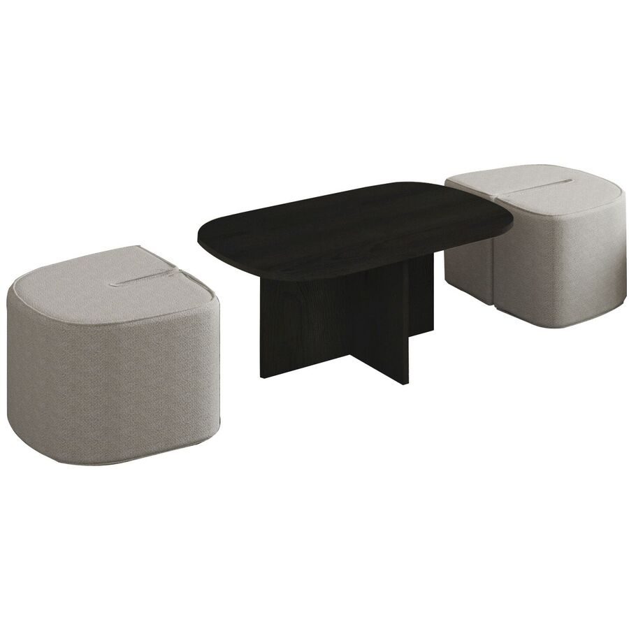 Salontisch Georis Schwarz Holzwerkstoff B 90 cm - Material: 100% Melaminbeschichtete Kiefer - Salontisch