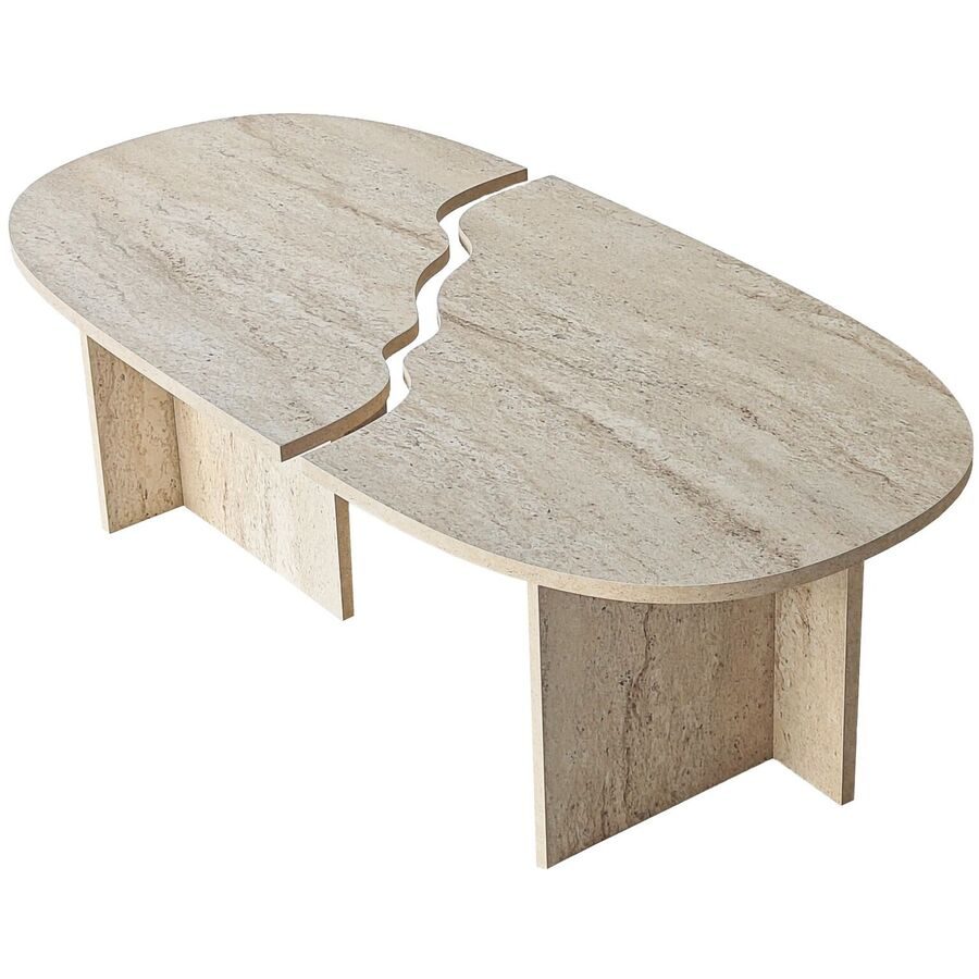 Salontisch Georis Braun/Beige Holzwerkstoff B 120 cm - Farbe: Travertin - Material: 100% Melaminbeschichtete Kiefer - Salontisch