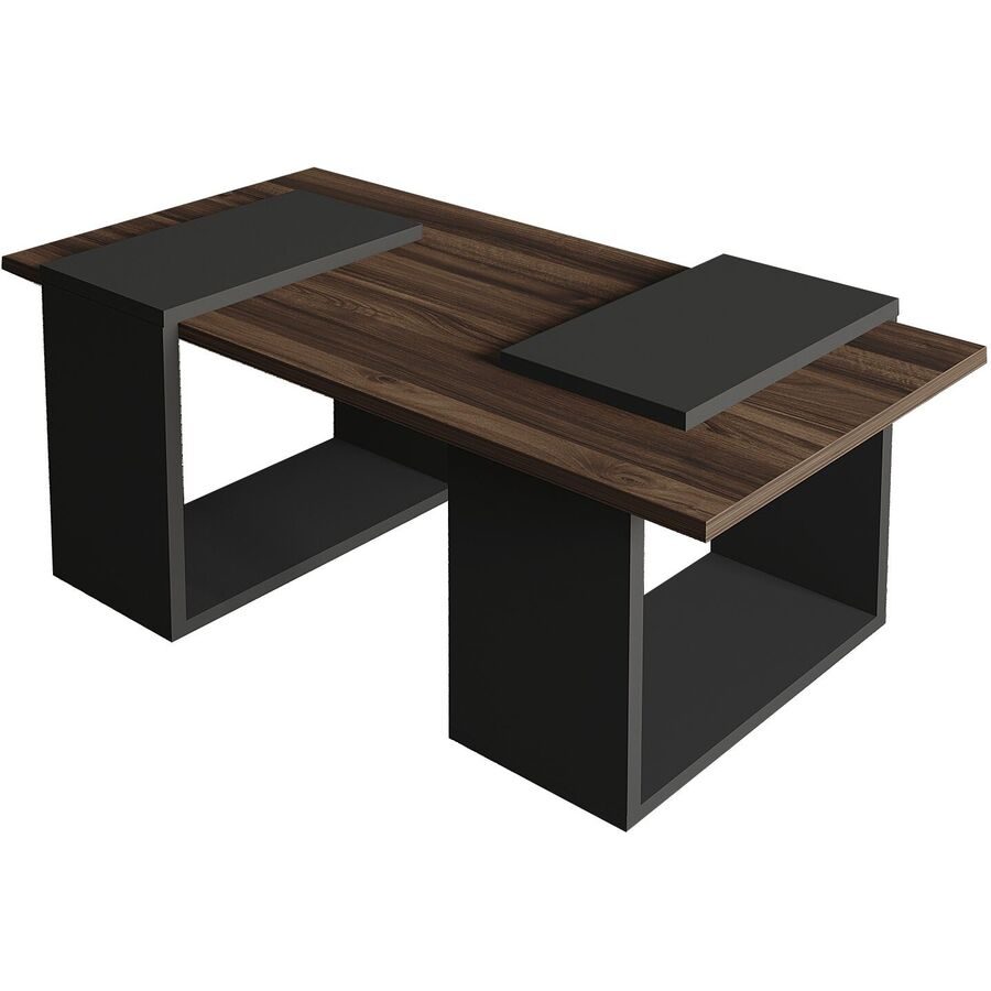 Salontisch Georis Braun/Grau Holzwerkstoff B 90 cm - Farbe: Nussbaum, Anthrazit - Material: 100% Melaminbeschichtete Kiefer - Salontisch