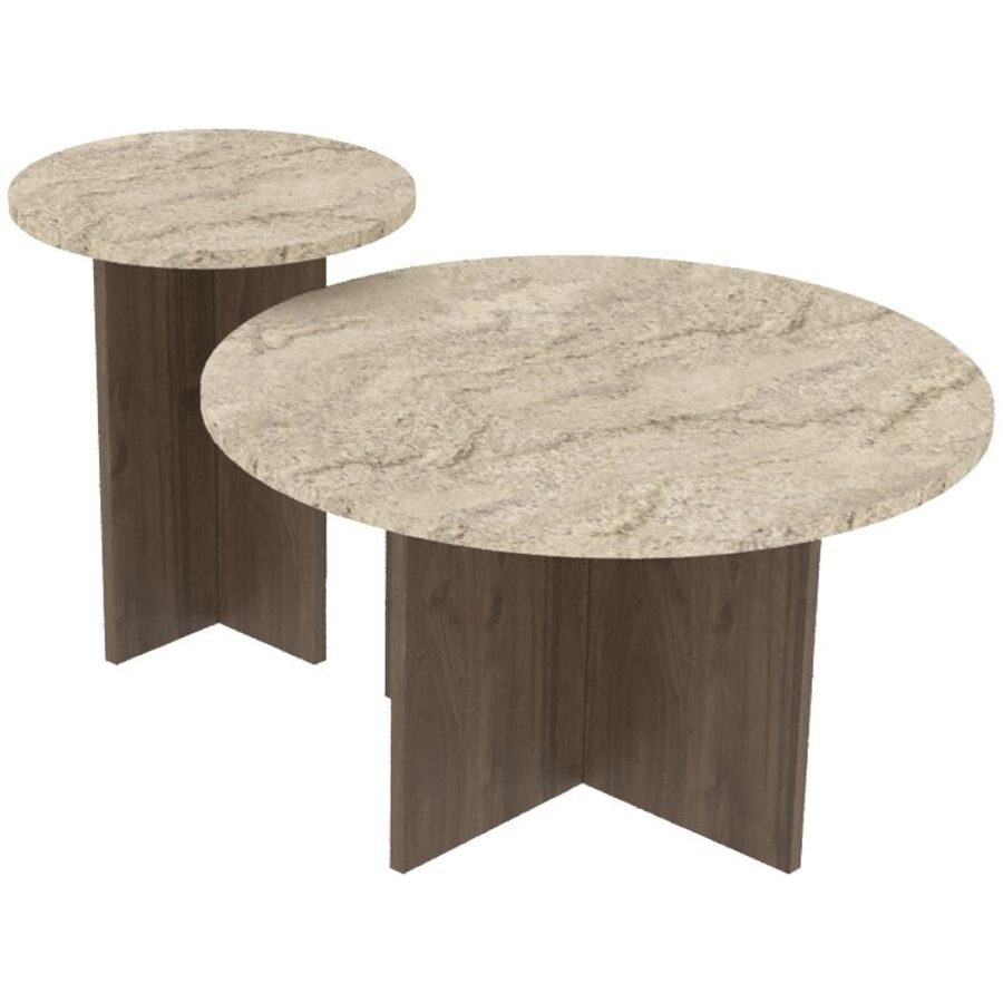 Salontisch Georis Braun/Beige Holzwerkstoff B 70 cm - Farbe: Travertin, Nussbaum - Material: 100% Melaminbeschichtete Kiefer - Salontisch