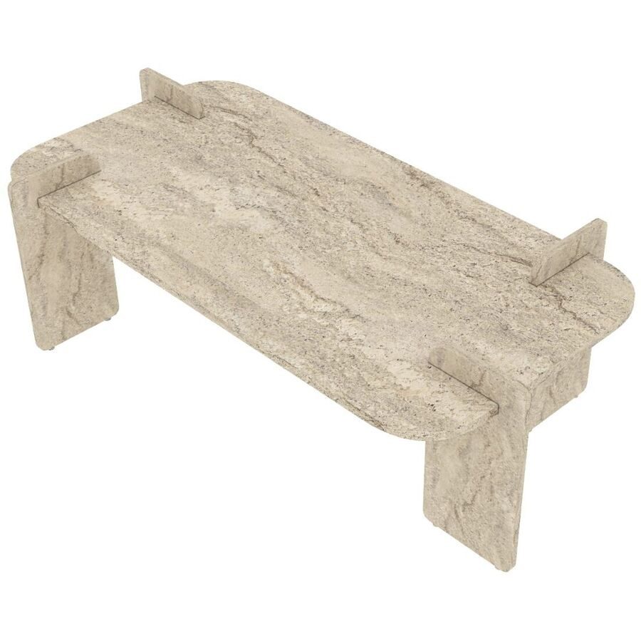 Salontisch Georis Braun/Beige Holzwerkstoff B 120 cm - Farbe: Travertin - Material: 100% Melaminbeschichtete Kiefer - Salontisch