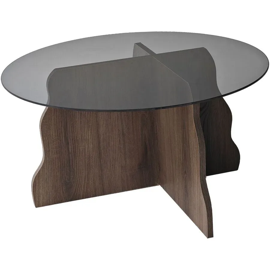 Salontisch Georis Braun Holzwerkstoff/Glas B 75 cm - Farbe: Nussbaum, Rauch - Material: 100% Hartglas/Holzwerkstoff