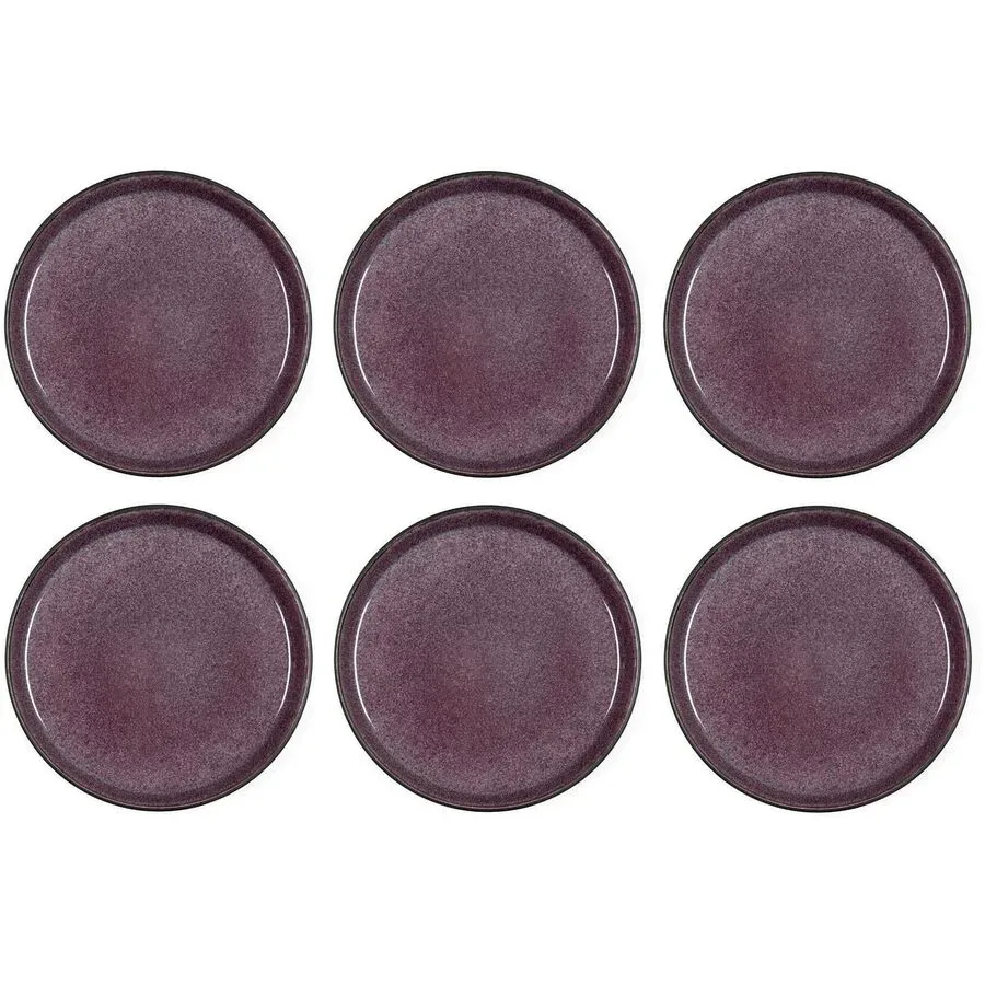 Teller-Set BITZ Lila/Schwarz Steinzeug D 21 cm - Farbe: Schwarz/Lila - Teller-Set
