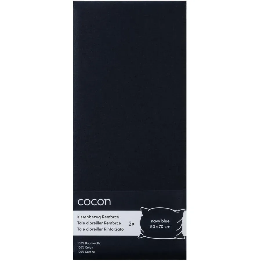 Kissenbezug COCON Blau Baumwolle B 50 T 70 cm - Farbe: Marineblau - Material: Renforcé - Kissenbezug