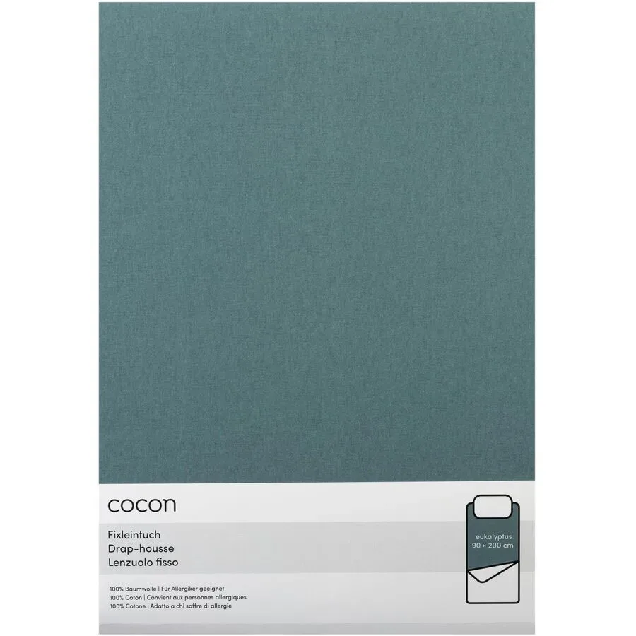 Fixleintuch COCON Grün Baumwolle B 90 cm - Farbe: Eukalyptusgrün - Material: Jersey - Fixleintuch