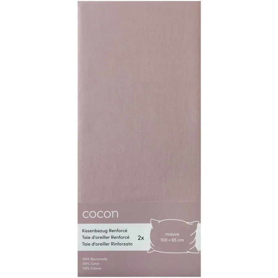 Kissenbezug COCON Lila Baumwolle B 100 T 65 cm - Farbe: Mauve - Material: Renforcé - Kissenbezug
