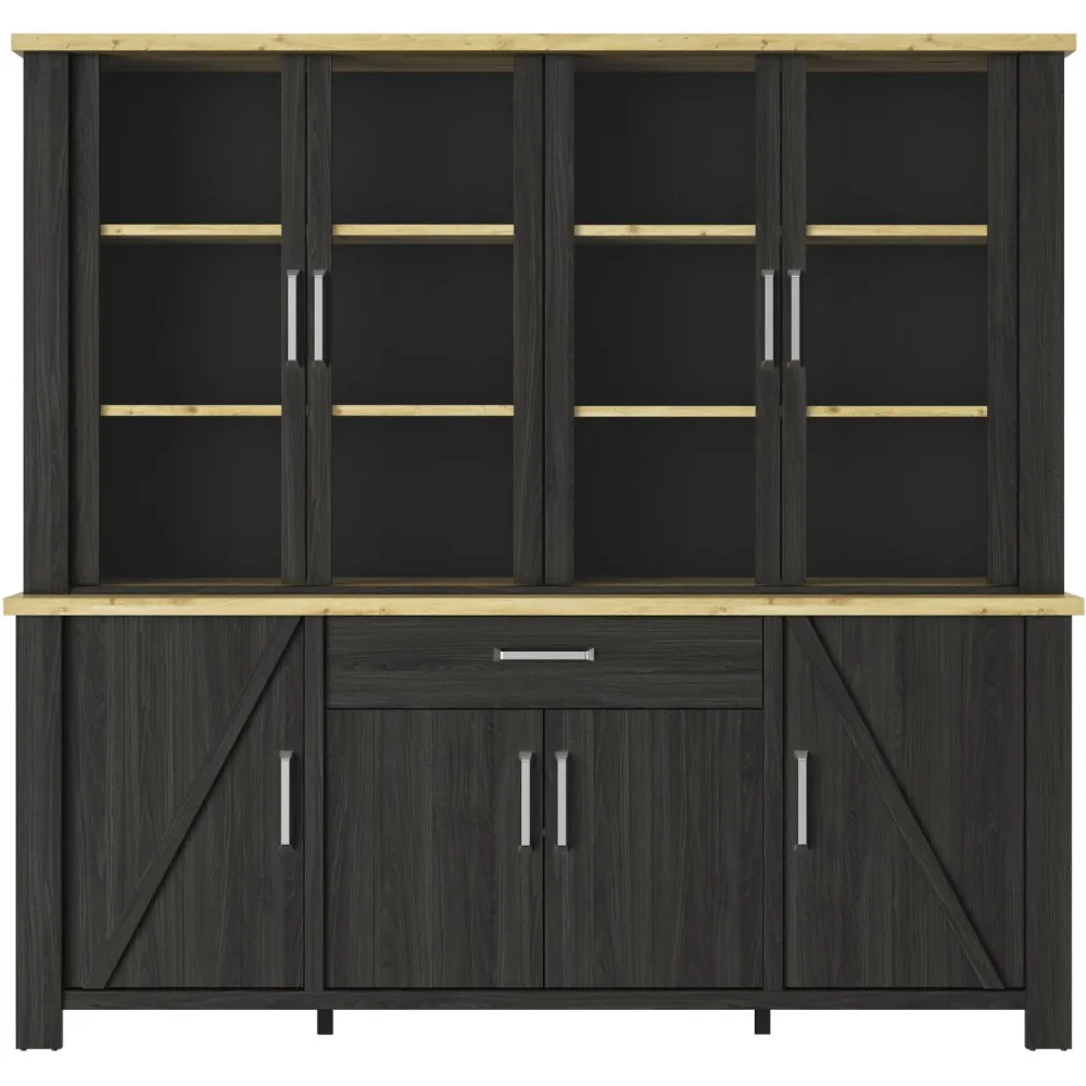 Sideboard Reyet Schwarz Holz 220 cm 93 cm - Farbe: schwarz/Eiche - Material: Holzwerkstoff - Sideboard