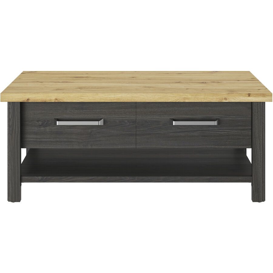 Salontisch Reyet Schwarz/Braun Holzwerkstoff 112 cm - Farbe: schwarz/Eiche - Salontisch