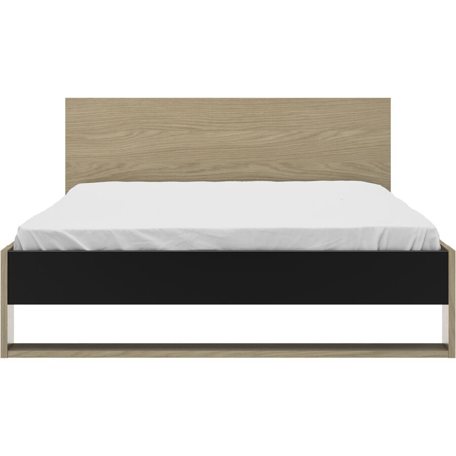 Bett Natty Schwarz Holz 140 x 200 cm - Farbe: schwarz/Eiche - Material: Holzwerkstoff - Bett