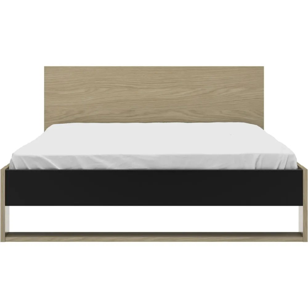 Bett Natty Schwarz Holz 140 x 200 cm - Farbe: schwarz/Eiche - Material: Holzwerkstoff - Bett