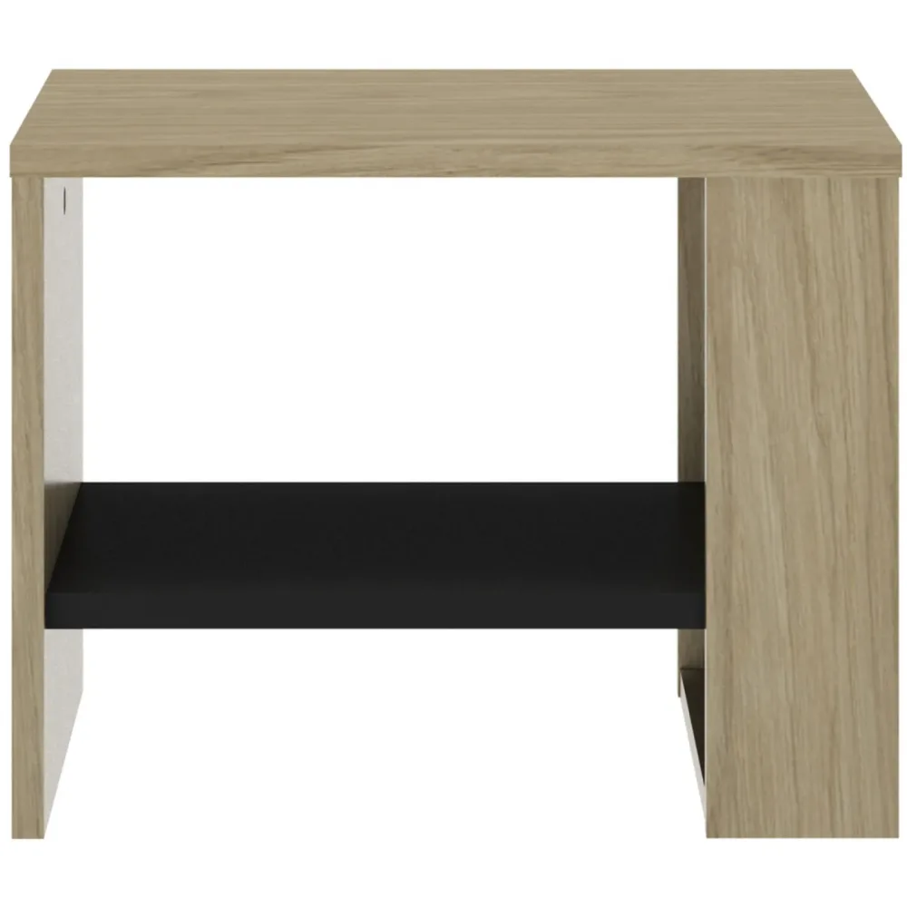 Nachttisch Natty Schwarz Holz 44 cm - Farbe: schwarz/Eiche - Material: Holzwerkstoff - Nachttisch