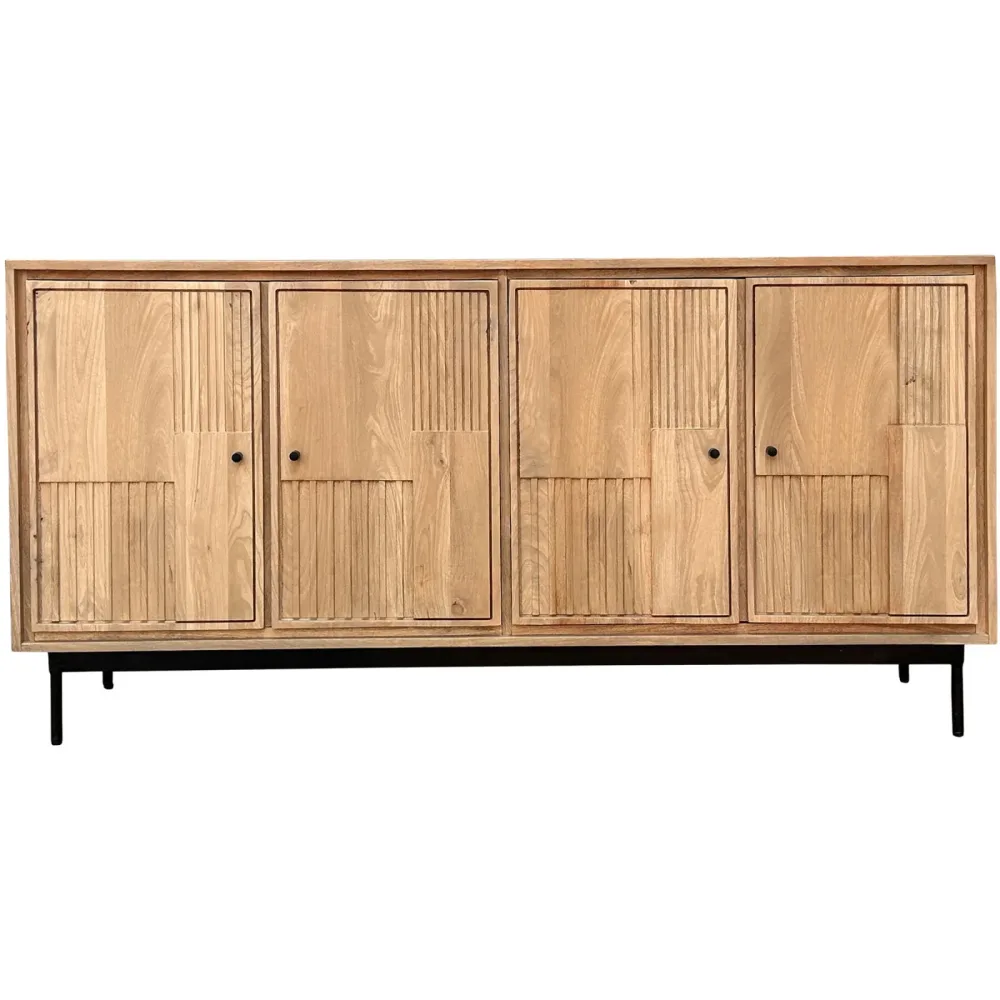 Sideboard Seka Schwarz Holz 160 cm 80 cm - Farbe: natur/schwarz - Material: Mango - Sideboard