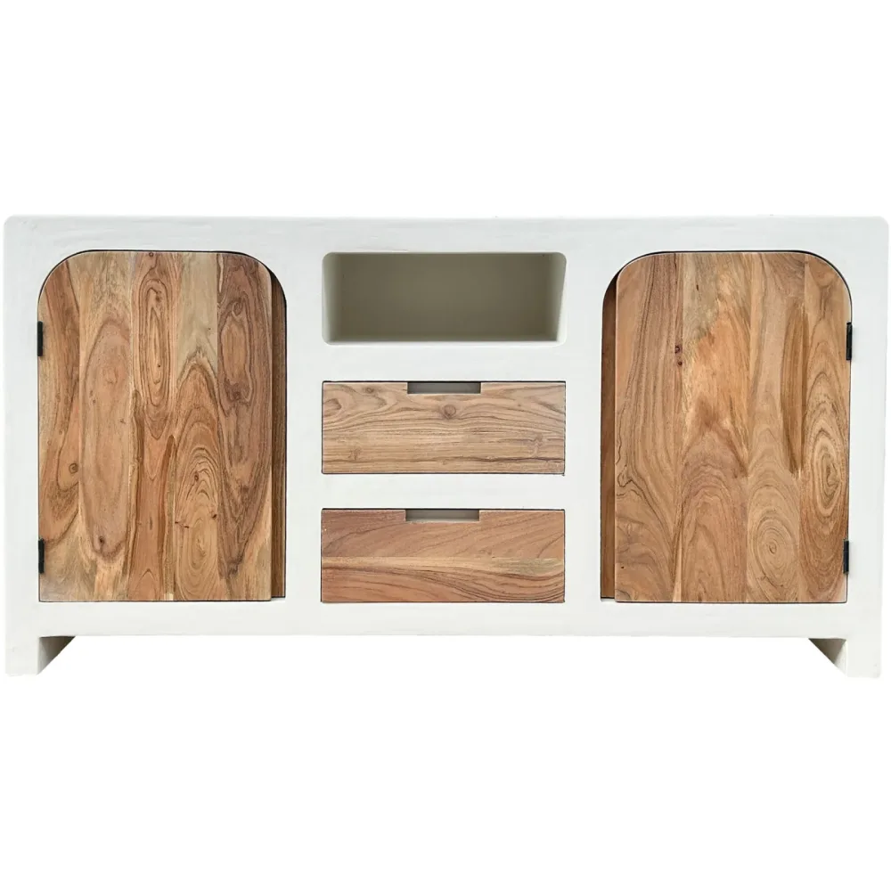 Sideboard Putza Weiss Holz 150 cm 80 cm - Farbe: weiss/natur - Material: MDF - Sideboard