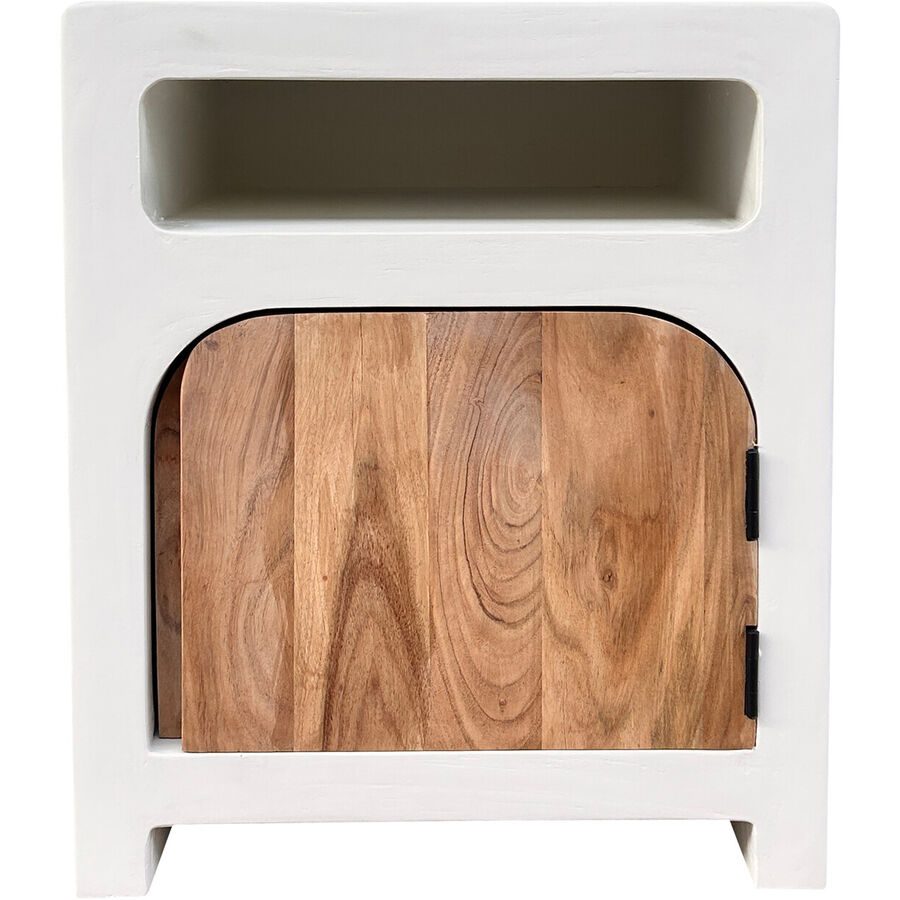 Nachttisch Putza Weiss Holz 50 cm 40 cm - Farbe: weiss/natur - Material: MDF - Nachttisch