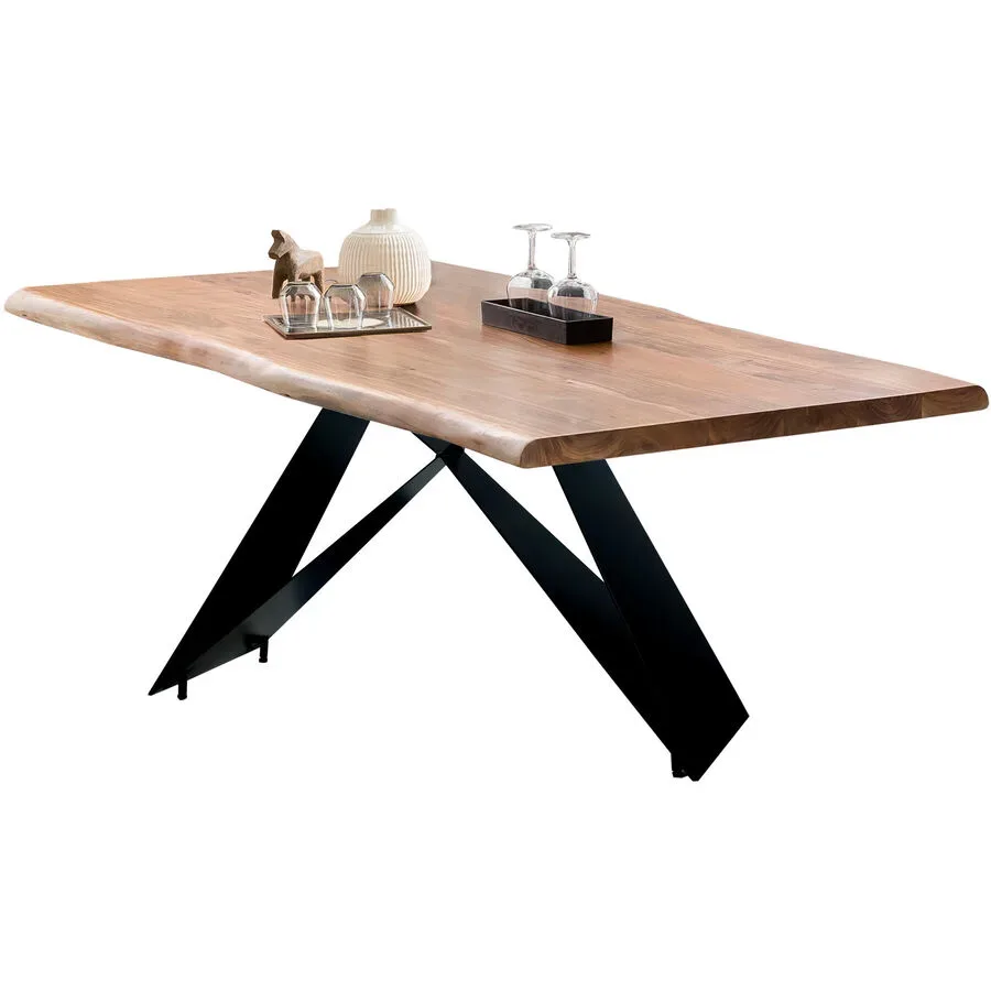 Esstisch Ruoka Schwarz Holz 240 cm - Farbe: natur/schwarz - Material: Akazie - Esstisch