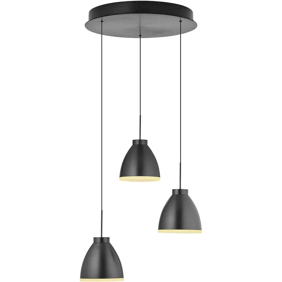 Pendellampe Henry Grau Aluminium/Eisen 46 cm - Farbe: anthrazit eloxiert - LED - Lichtfarbe: Warmweiss - Pendellampe- LED Energiesparlampe