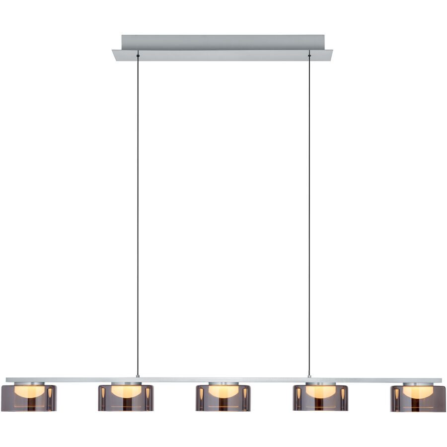 Pendellampe Dune Aluminium/Eisen 119 cm - Farbe: Silver - LED - Lichtfarbe: Warmweiss - Pendellampe- LED Energiesparlampe