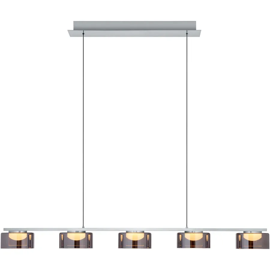 Pendellampe Dune Aluminium/Eisen 119 cm - Farbe: Silver - LED - Lichtfarbe: Warmweiss - Pendellampe- LED Energiesparlampe