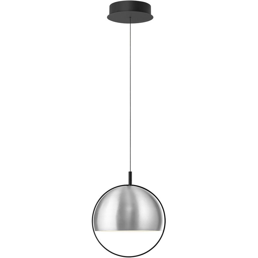 Pendellampe Hoop Silber Aluminium/Eisen 30 cm - Farbe: Aluminium matt - LED - Lichtfarbe: Warmweiss - Pendellampe- LED Energiesparlampe