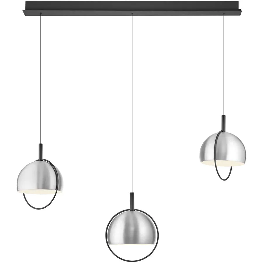 Pendellampe Hoop Silber Aluminium/Eisen 100 cm - Farbe: Aluminium matt - LED - Lichtfarbe: Warmweiss - Pendellampe- LED Energiesparlampe