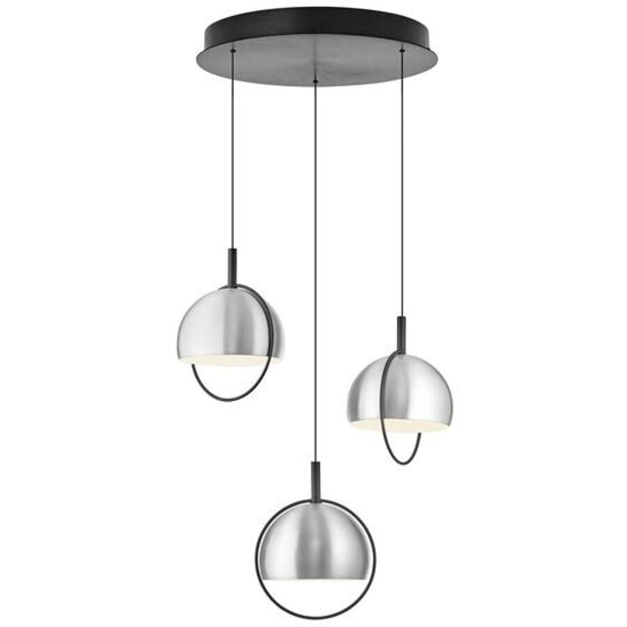 Pendellampe Hoop Silber Aluminium/Eisen 43 cm - Farbe: Aluminium matt - LED - Lichtfarbe: Warmweiss - Pendellampe- LED Energiesparlampe