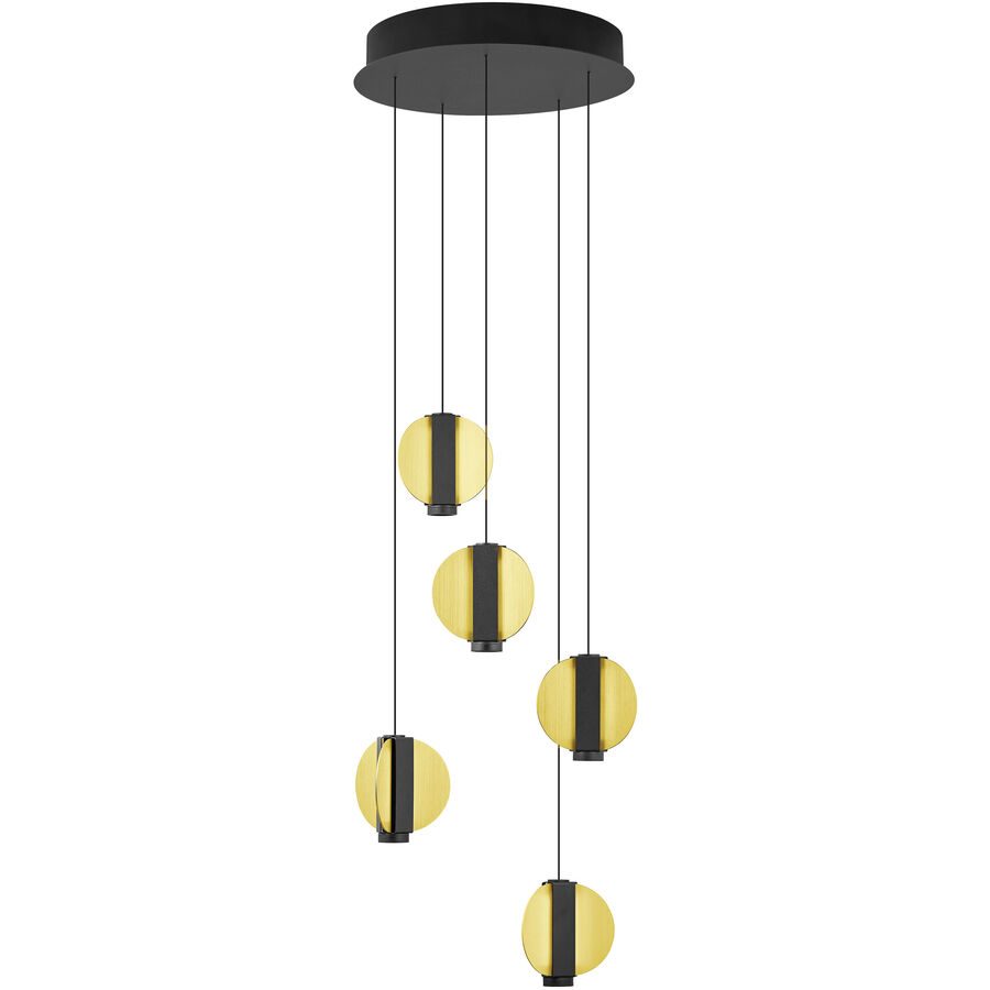 Pendellampe Iris Gold/Schwarz Aluminium/Eisen 33 cm Höhenverstellbar (manuell) - Farbe: schwarz-gold - LED - Lichtfarbe: Warmweiss - Pendellampe- LED