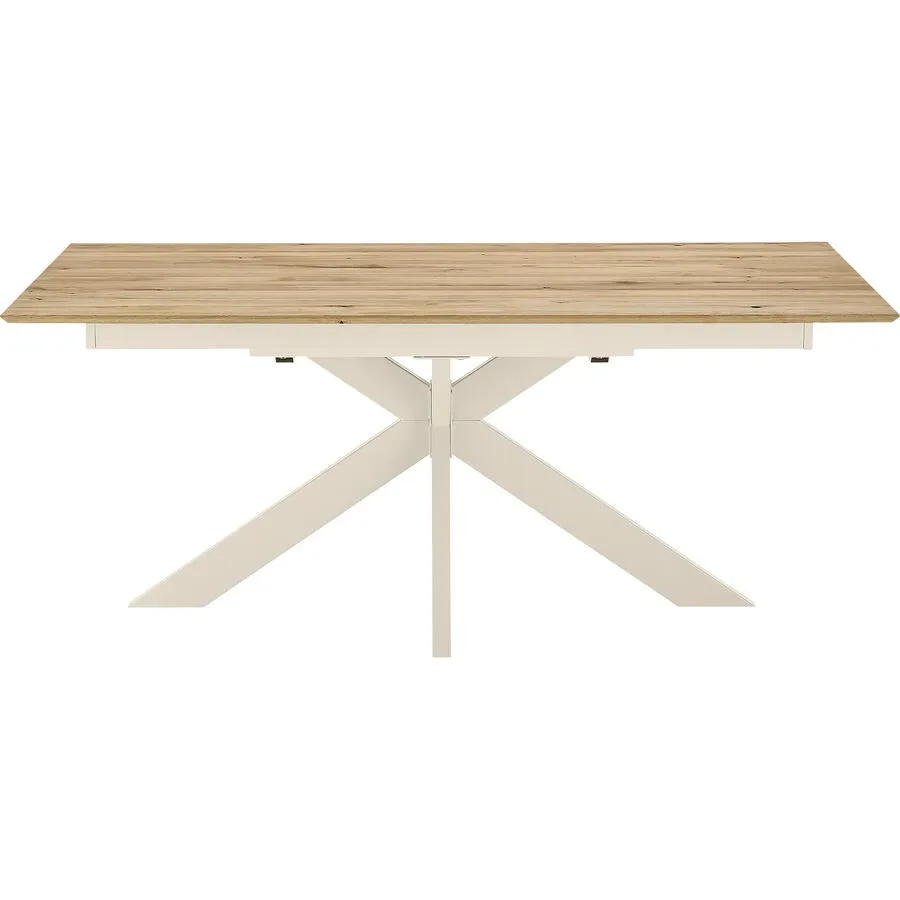 Tisch Brescia Weiss Holz 100 cm Ausziehbar - Farbe: perlweiss - Material: Wildeiche massiv geölt - Tisch